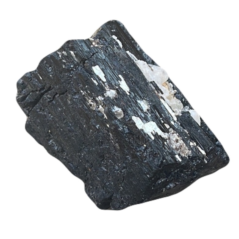 New Black Tourmaline Natural Crystal Form White Quartz Delicate Stone 65.3g - Picture 3 of 17